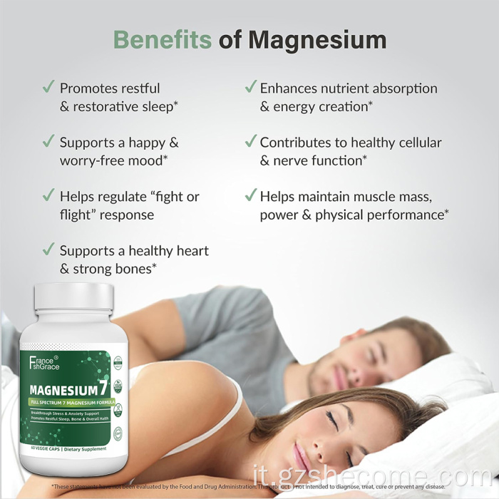 Shecome Magnesium 7 capsule Supporto osseo per lo stress del sonno